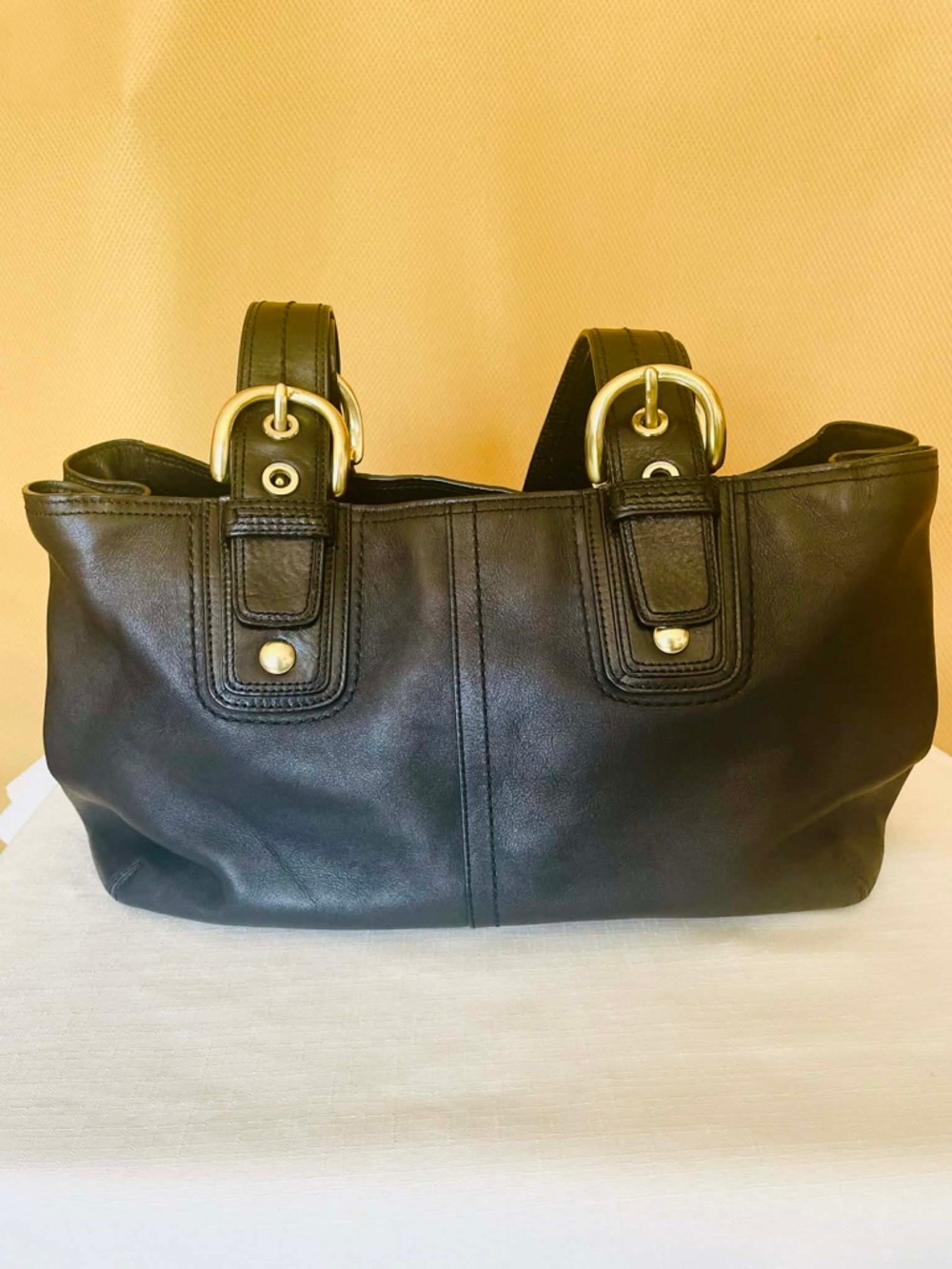 Coach Soho Carryall Black Leather Satchel Vintage Y2K - Picture 3 of 7